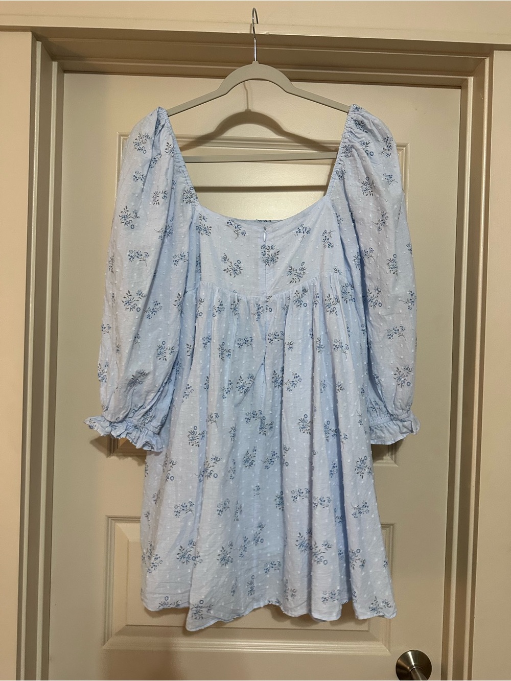 Lulus Always Charming Light Blue Floral Swiss Dot Babydoll Dress - Picture 4 of 6